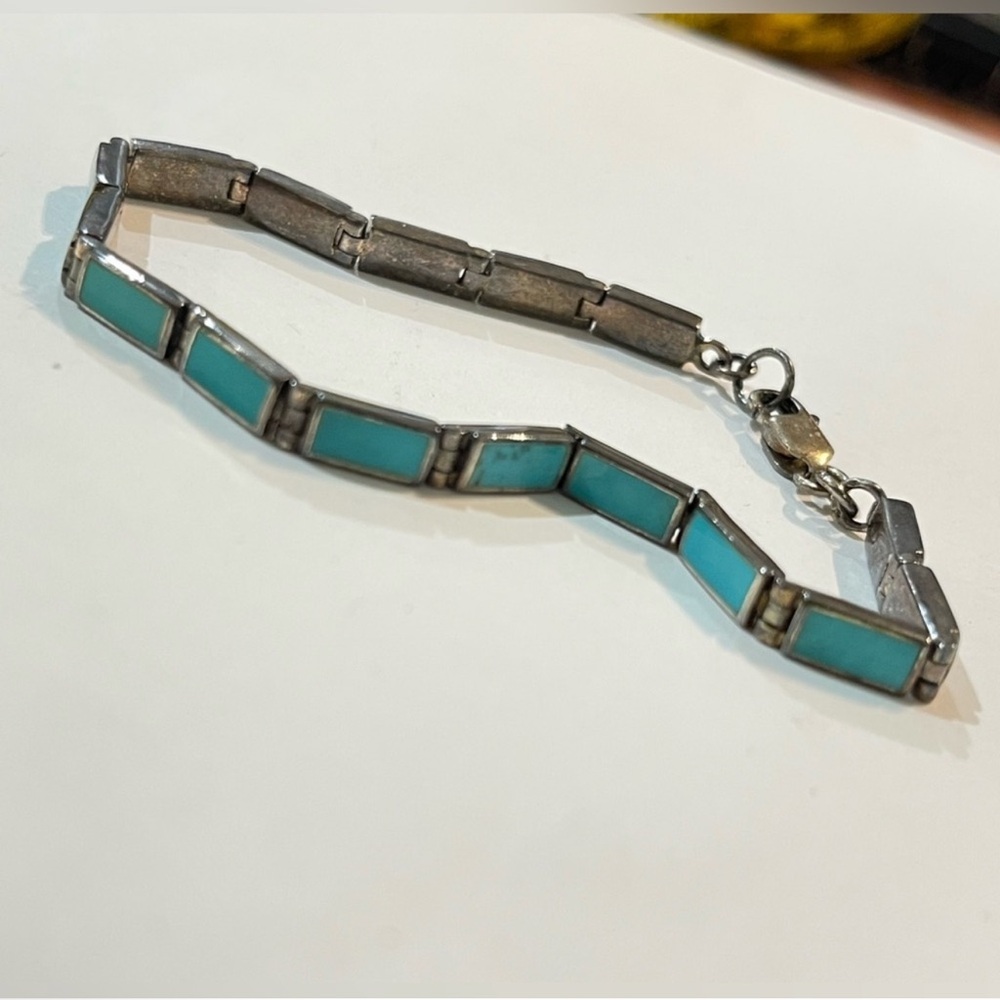 925 Starling Silver Lapiz Lazuli Bracelet - Picture 2 of 7